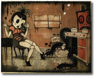 Creepcake Bakery
Camille Rose Garcia, 2001
11” x 14” Creepcake Bakery
Camille Rose Garcia, 2001
11” x 14”